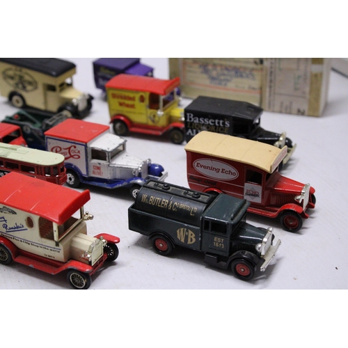 311 - TWENTY TWO VINTAGE STYLE ADVERTISING VANS BY LLEDO, CORGI, MATCHBOX, ETC