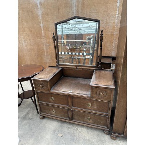 3088 - A 1950s OAK DRESSING TABLE BY W TAYLOR, HANLEY