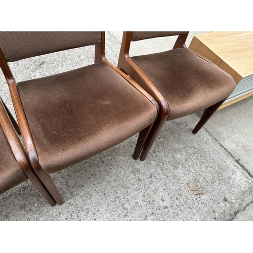 3115 - A G PLAN SET OF FIVE UPHOLSTERED TEAK DINING CHAIRS