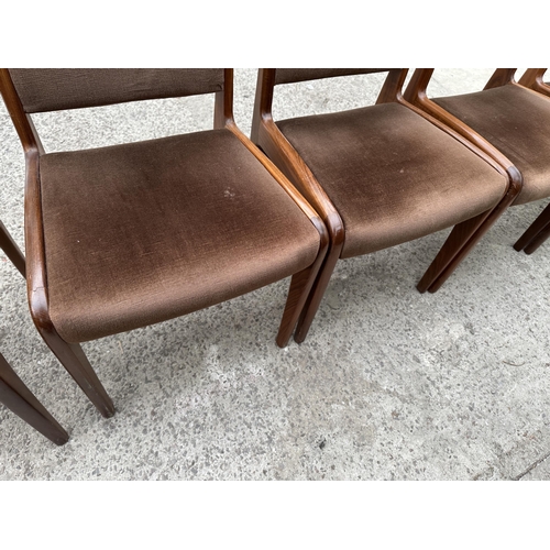 3115 - A G PLAN SET OF FIVE UPHOLSTERED TEAK DINING CHAIRS