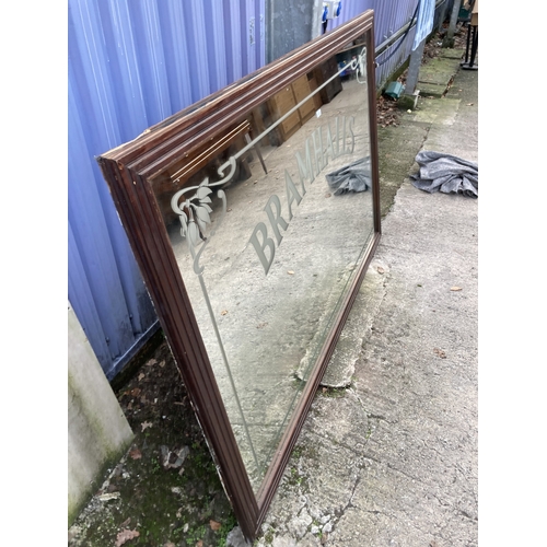 3132 - A LARGE BRAMHALLS PUB MIRROR, 84