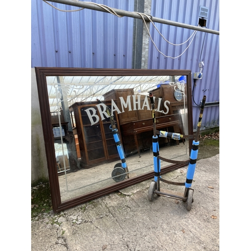 3132 - A LARGE BRAMHALLS PUB MIRROR, 84