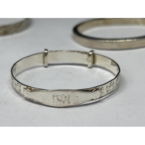  THREE CHILDRENS SILVER BANGLES