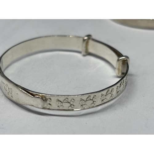  THREE CHILDRENS SILVER BANGLES