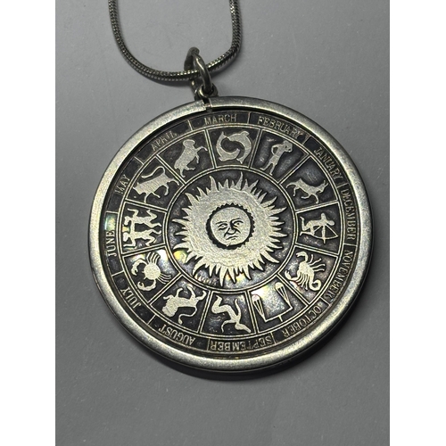  A SILVER ZODIZC ARIES PENDANT ON A CHAIN