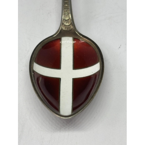  A MARKED SILVER AND ENAMEL ENGLAND SPOON