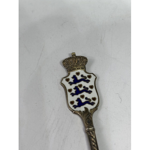  A MARKED SILVER AND ENAMEL ENGLAND SPOON