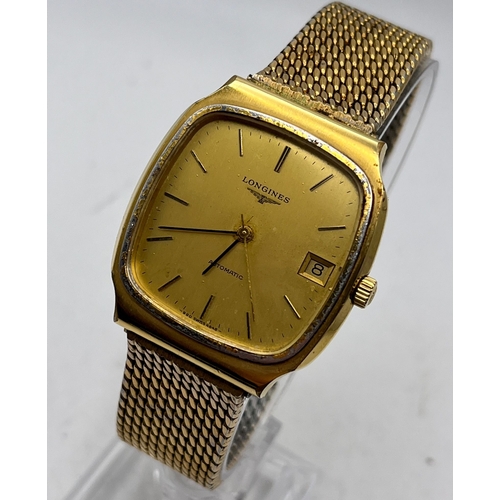 302 - A LONGINES AUTOMATIC GOLD PLATED VINTAGE WRIST WATCH 33MM