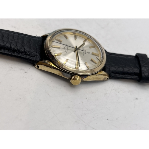 308 - A VINTAGE TUDOR BY ROLEX OYSTER PRINCE SELF WINDING AUTOMATIC WRIST WATCH, 34MM, GOLD [PLATED WITH L... 