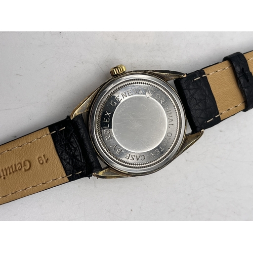 308 - A VINTAGE TUDOR BY ROLEX OYSTER PRINCE SELF WINDING AUTOMATIC WRIST WATCH, 34MM, GOLD [PLATED WITH L... 