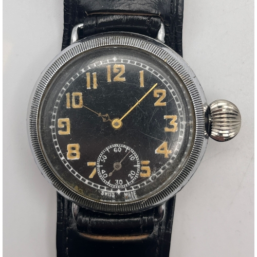 320 - A WORLD WAR II OVERSIZED GENTS MILITARY WRIST WATCH POSSIBLY TRENT OFFICERS WITH BIG CROWN WINDER