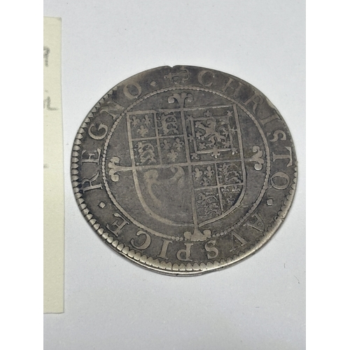 302 - A 1631-9 CHARLES I SHILLING, MAKER NICHOLAS BRIOT - CONDITION BELIEVED F TO VF