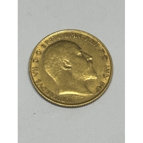 311 - A 1909 GOLD HALF SOVEREIGN