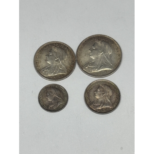 313 - AN 1896 MAUNDY SET OF 1, 2, 3 AND 4 PENNY COINS