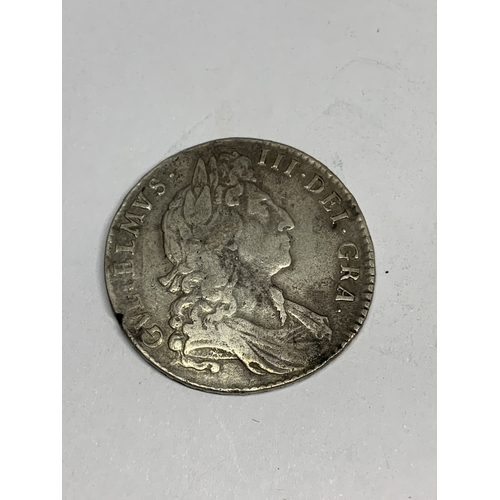 323 - A 1697 WILLIAM III HALF CROWN  - CONDITION BELIEVED VF