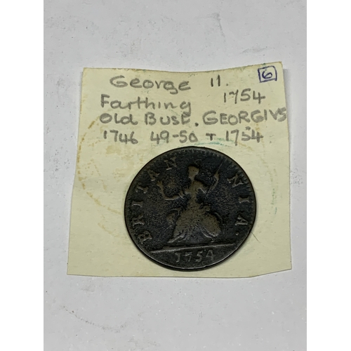 326 - TWO GEORGE II FARTHINGS 1735 AND 1754