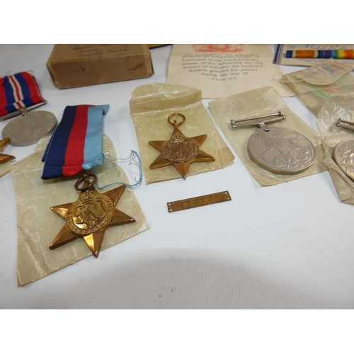 345 - TWO SETS OF WORLD WAR TWO MEDAL GROUPS COMPLETE WITH BOXES AND PAPERS TO INCLUDE 1938 -1945 STAR, PA... 