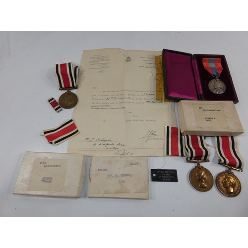 364 - A CASED GEORGE V FAITHFUL SERVICE MEDAL AND THREE FAITHFUL SERVICE IN THE SPECIAL CONSTABULARY MEDAL... 