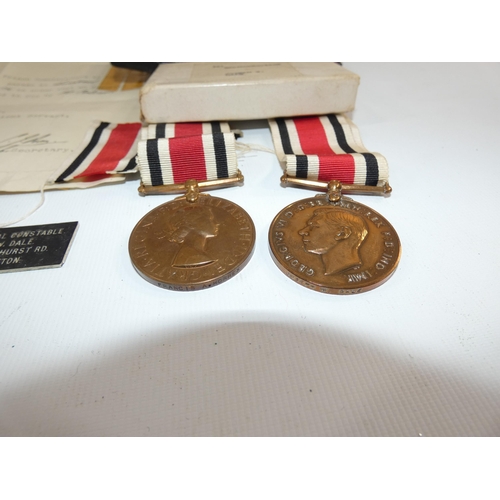 364 - A CASED GEORGE V FAITHFUL SERVICE MEDAL AND THREE FAITHFUL SERVICE IN THE SPECIAL CONSTABULARY MEDAL... 