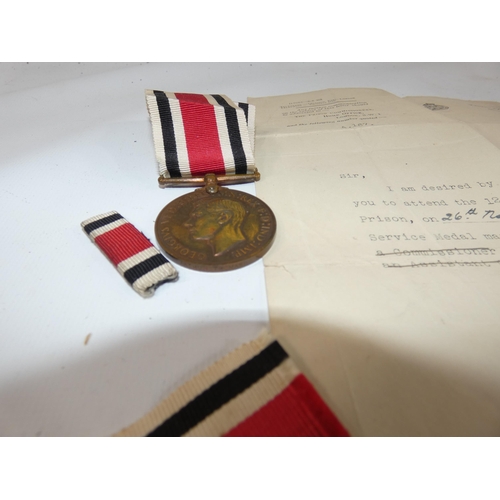 364 - A CASED GEORGE V FAITHFUL SERVICE MEDAL AND THREE FAITHFUL SERVICE IN THE SPECIAL CONSTABULARY MEDAL... 