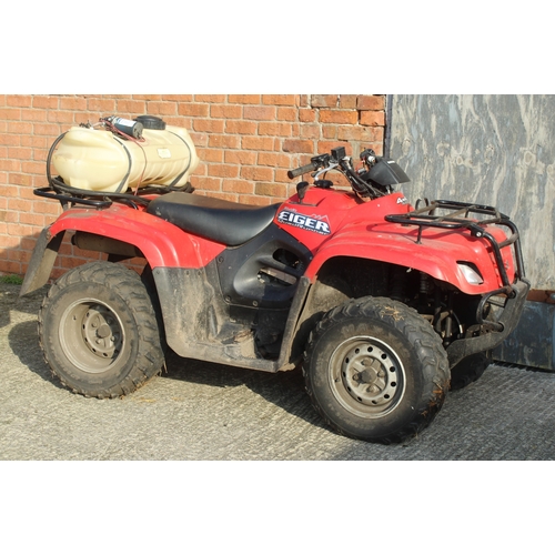 202 - SUZUKI EIGER  400  4x4 QUAD BIKE WITH ENDUROMAX SPRAYER AND TOOL CARRIER 3903 HRS  + VAT