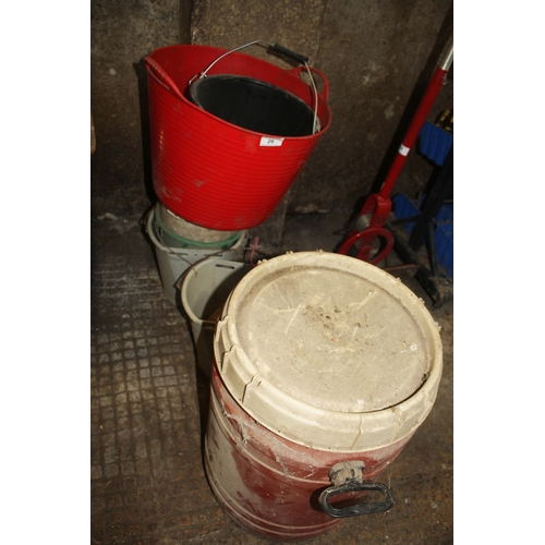 26 - 7 PLASTIC BUCKETS ETC.  + VAT