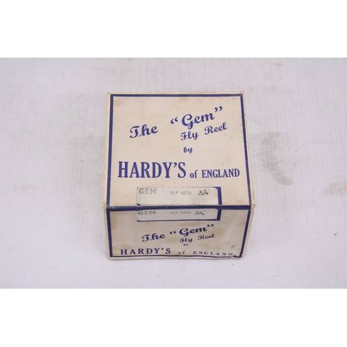 50A - A HARDY'S OF ENGLAND, THE 3-1/4 GEM VINTAGE TROUT FLY REEL IN ORIGINAL BOX - GOOD CONDITION