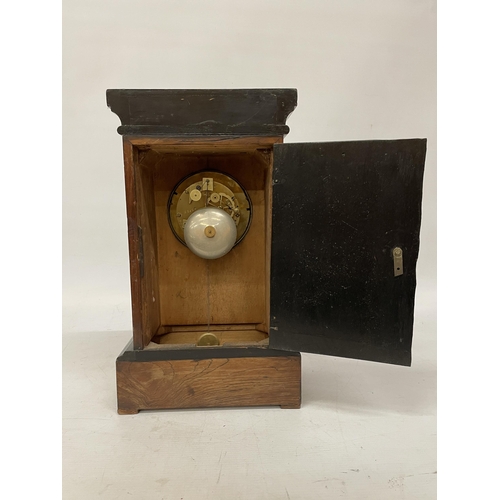 12 - A FRENCH, LATE 19TH CENTURY (M E AND LEVIN, PARIS) ROSEWOOD AND MARQUETRY CHIMING MANTLE CLOCK WITH ... 