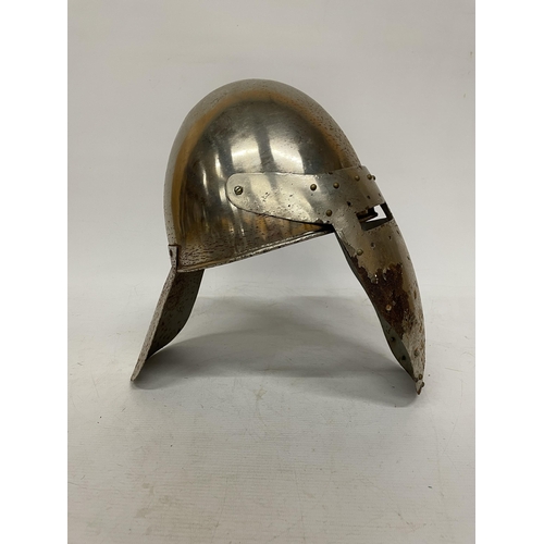 16 - A REPLICA STEEL MEDIEVAL HELMET