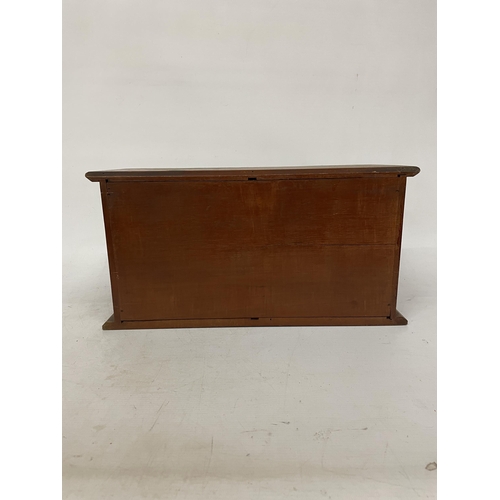 17 - AN EARLY 20TH CENTURY MAHOGANY SMOKERS CABINET WITH TWO DRAWERS AND GLAZED PANELS TO THE FRONT, HEIG... 