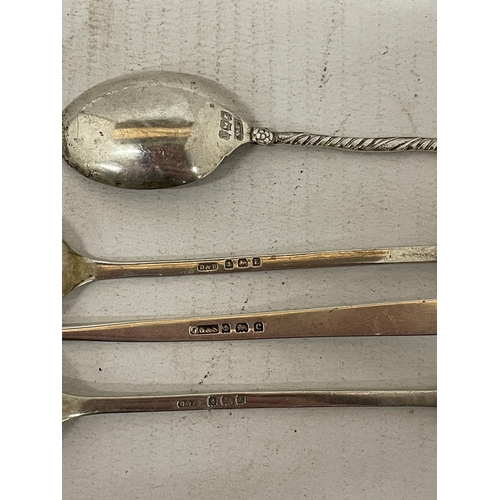 21 - TWENTY TWO PIECES OF HALLMARKED SILVER, MAINLY SPOONS, TO INCLUDE APOSTLE SPOONS, SUGAR TONGS, A HAI... 