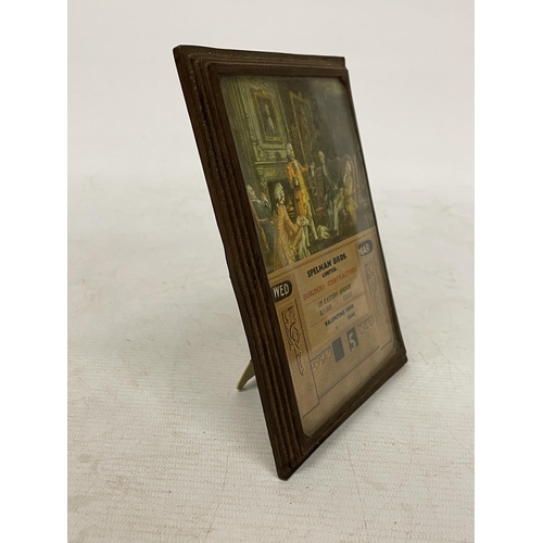 24 - A VINTAGE FRAMED PERPETUAL CALENDAR ADVERTISING SPELMAN BROS., ILFORD, ESSEX, 12CM X 17CM