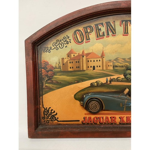 27 - A VINTAGE STYLE 'OPEN TOURER' JAGUAR XK-120, 1946, 3-D STYLE PICTURE, 60CM X 40CM