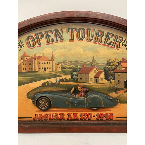 27 - A VINTAGE STYLE 'OPEN TOURER' JAGUAR XK-120, 1946, 3-D STYLE PICTURE, 60CM X 40CM