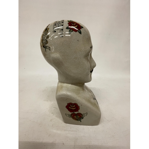 45 - A LARGE CERAMIC PHRENOLOGY HEAD, HEIGHT 27CM