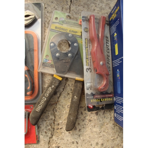 26 - A BRAZING TORCH AND GAS, PLIERS, HACK SAW ETC.  + VAT