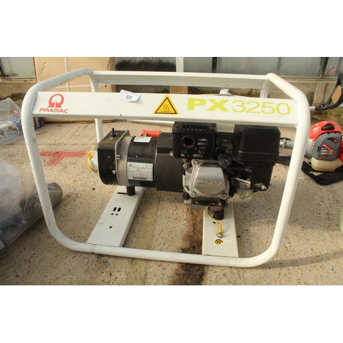 55 - A PRAMAC PX3250  GENERATOR PRODUCES POWER NO VAT