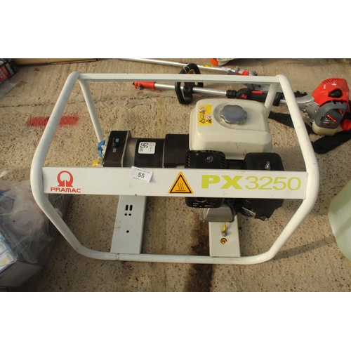 55 - A PRAMAC PX3250  GENERATOR PRODUCES POWER NO VAT