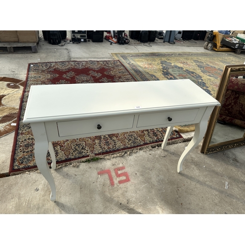 3248 - A WHITE CONSUL TABLE WITH TWO DRAWERS