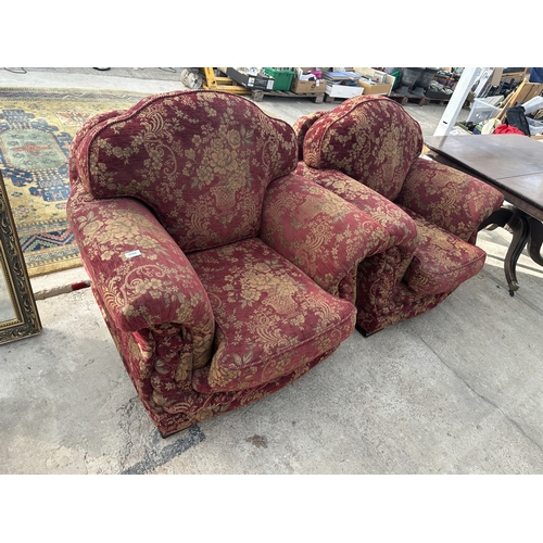 3250 - TWO FLORAL UPHOLSTERED ARMCHAIRS