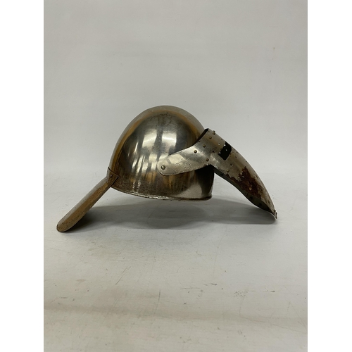 16 - A REPLICA STEEL MEDIEVAL HELMET