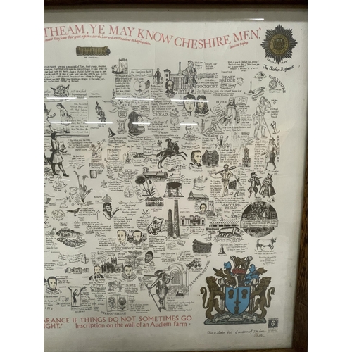 41 - A LIMITED EDITION, 660/774, FRAMED THE COUNTY OF CHESHIRE MAP, 63CM X 55CM