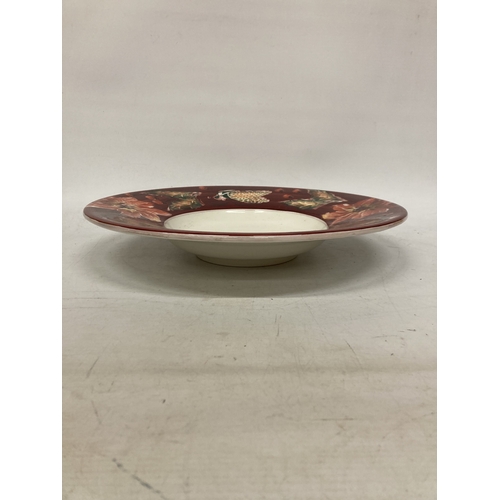 218 - A VERY LARGE ITALIAN RED FLORAL PATTERNED BOWL, DIAMETER 47CM