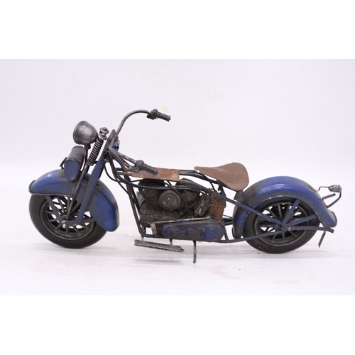 263 - A VINTAGE STYLE BLUE METAL MOTORBIKE