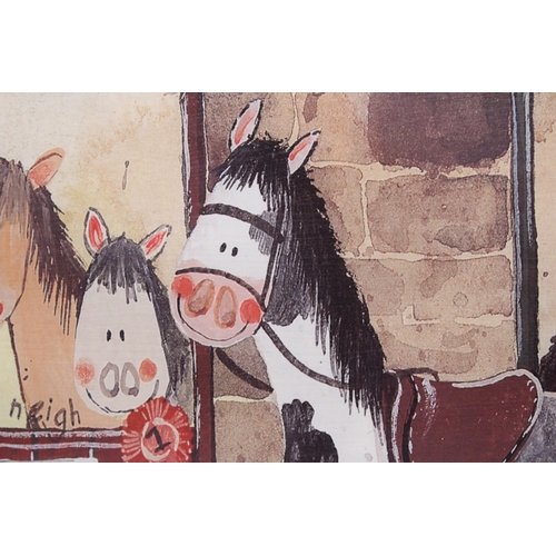 309 - TWO COMICAL ALEX CLARK PRINTS - ALICE'S STABLE AND DOG BY THE RANGE