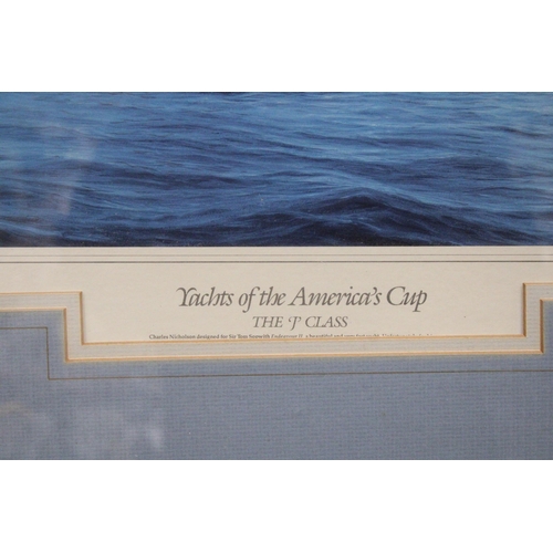 317 - A LARGE SIGNED, LIMITED EDITION, AMERICA'S CUP PRINT, 70CM X 86CM