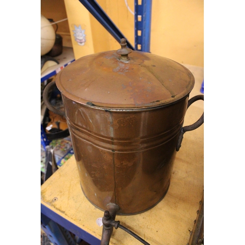 324 - A VICTORIAN COPPER TEA URN, HEIGHT 28CM