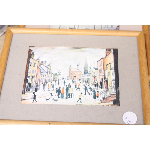 329 - FOUR SMALL FRAMED LOWRY PRINTS