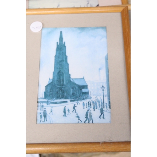 329 - FOUR SMALL FRAMED LOWRY PRINTS