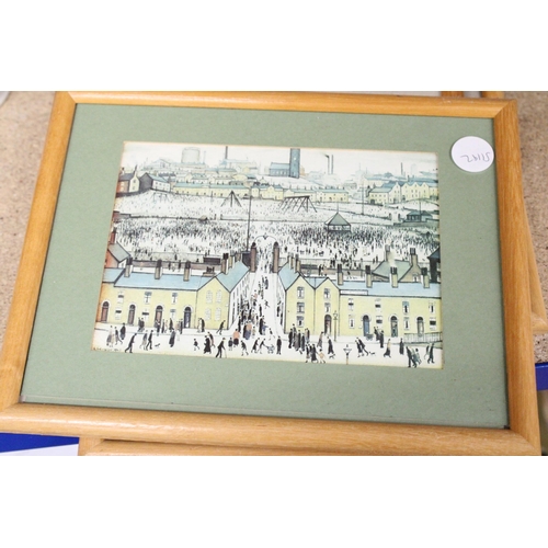 329 - FOUR SMALL FRAMED LOWRY PRINTS